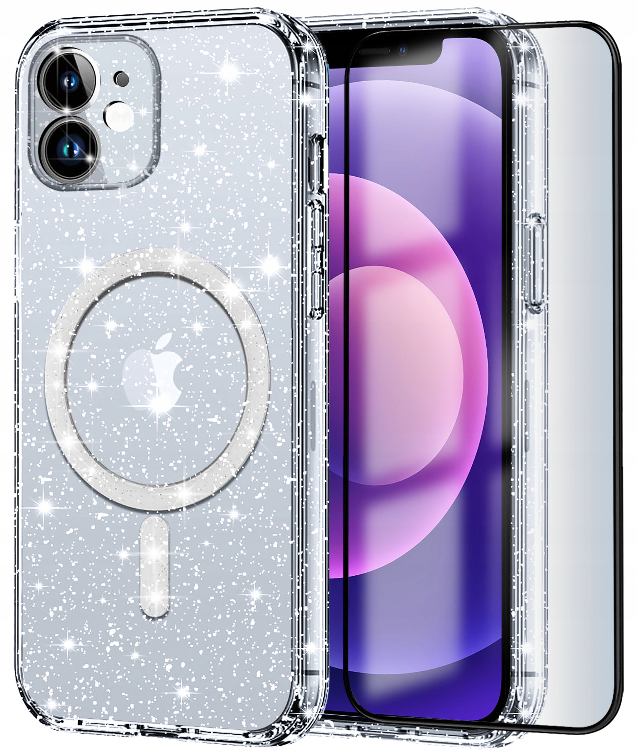 Zadná časť KrainaGSM pre Apple iPhone 12 MAGNETIC GLITTER PREMIUM bezfarebná